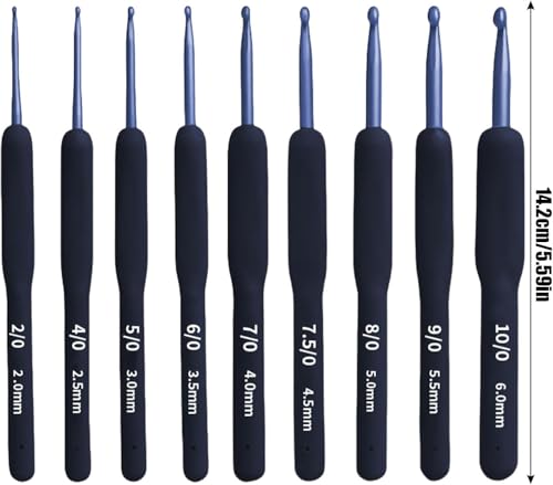 Image of Premium Crochet Kit for Beginners - 9 Ergonomic Crochet Hooks (2mm-6mm) with Yarn Balls, Stitch Markers, Yarn Needles, Scissors & Storage Bag | Complete Knitting & Crochet Set for Adults & Kids (Dark Blue Kit)