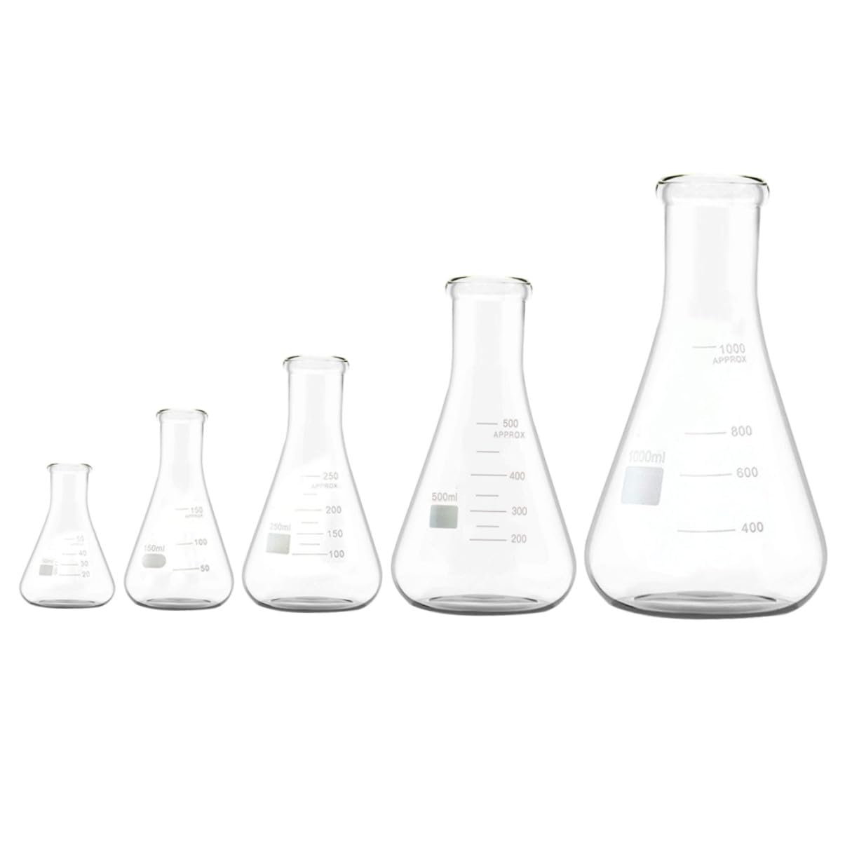 Beuta Conica in Vetro Borosilicato 5 Pezzi Collo Stretto