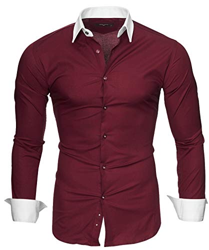 Kayhan Hombre Camisa Mailand, Bordeaux 4XL