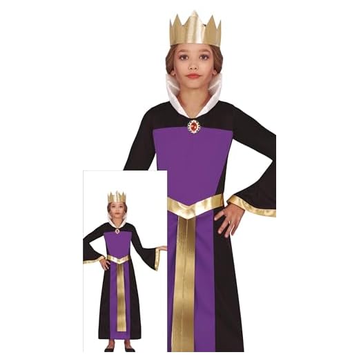 FIESTAS GUIRCA Disfraz de Reina Malvada para Niña - Incluye Corona y Vestido Largo Lila - Disfraces de Halloween para Niñas