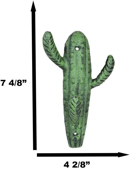 Miniatura 2 de Ebros Gift Paquete de 2 ganchos de pared de hierro fundido rústico del desierto occidental Saguaro Cactus 3 clavijas triple gancho decorativo