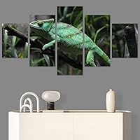 SIGNWIN 5 Panel Canvas Wall Art Alligators Closeup Dramatic Expressionism Hallway Minimalist Multicolor for Home Decorations Ready to Hang - 60