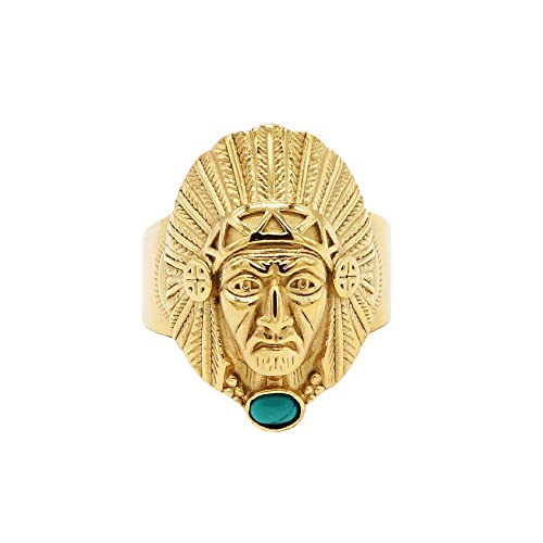 Image of HIJONES Unisex Stainless Steel Indian Chief Tribe Ring