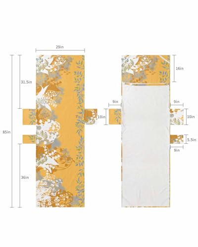 Yellow Boho Floral Beach Lounge Chair Towel Cover, Soft Chaise Lounge Towel with Side Pockets Patio Pool Chairs Cover for Beach/Pool Sunbathing 29x85 Botanical Bohemian Leaves Plant