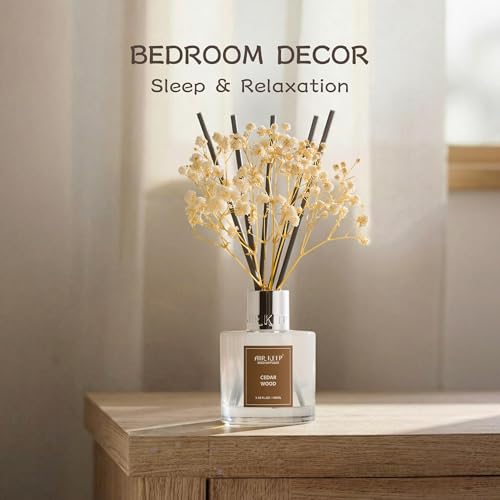 Image of Airkeep Reed Diffuser Set,3.38 fl oz (100 ml) - Cedar Wood Oil Diffusers with 8 Reed Sticks, Home Fragrance Reed Diffuser for Bathroom Shelf Decor