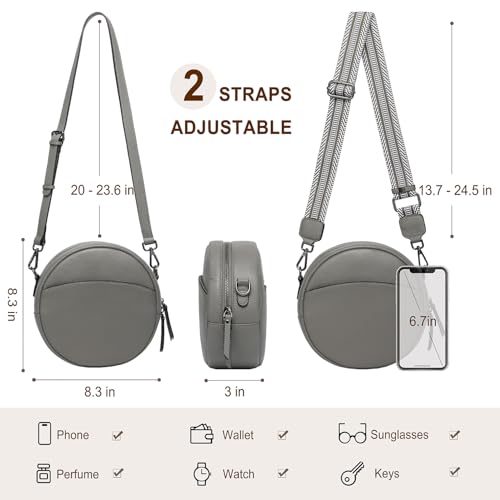 Image of COOLCY Leather Crossbody Bags,Circle Purse Shoulder Bag, Fashion Round Handbag for Travel,Valentine's Gift for Women