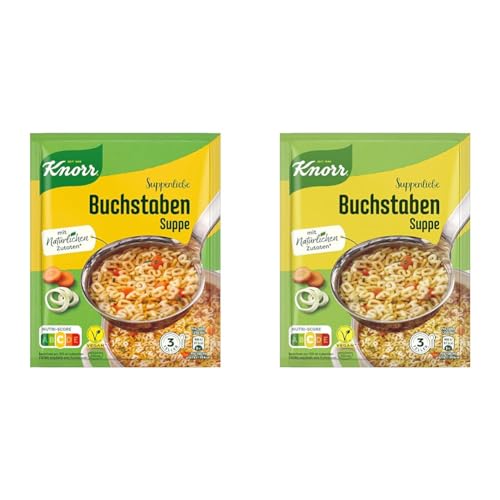 Knorr Suppenliebe Buchstaben Suppe leckere Nudelsuppe mit natürlichen Zutaten 3 Teller (Packung mit 2)