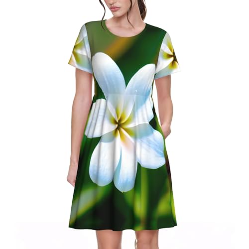 Robe de cocktail rétro imprimée à fleurs hawaïennes aux finitions soignées
