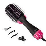 SIEPUNK Hot Air Brush,Hair Dryer Brush with Negative Ions for Curling, Straightening,Drying,Salon Styling Hair Dryer for Women and Girls at Home