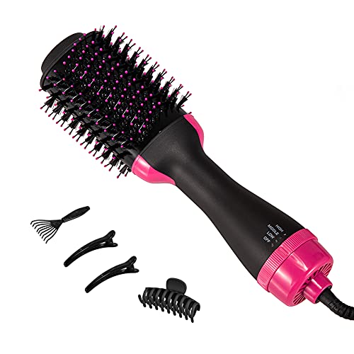 SIEPUNK Hot Air Brush,Hair Dryer Brush with Negative Ions for Curling, Straightening,Drying,Salon Styling Hair Dryer for Women and Girls at Home