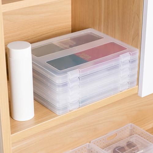 Boîte de classement plastique A4 lot de 4 rangements transparents pour documents et magazines - 7