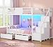 BTHFST Bunk Bed Twin Over Twin with Stairs, LED Lights Twin Bunk Bed with 2 Storage Drawers & 6 Fabric Drawers, Metal Twin Loft Beds with Guardrail & Stairs, Space Saving, Sturdy Frame for Teens