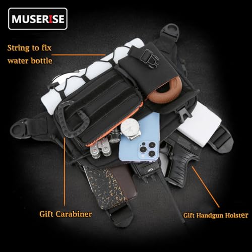 Muserise Outdoor Chest Bag For Men and Women, Tactical Vest For Running, Cycling, EDC Chest Pack Rig For Sports and Workouts
