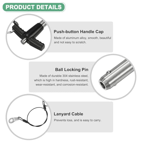 M METERXITY T-Griff-Sicherungsstift, 5/16(8mm) Durchmesser, 3-15/16(100mm) Verwendungslänge, Druckknopf-Schnellspannstifte mit Tragekabel für Maschine [304-Edelstahl]