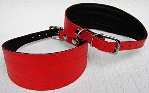 Podenco Greyhound Windhund - Halsband, Halsumfang 40-47cm/65mm Leder °ROT°(PL.9-10-626)