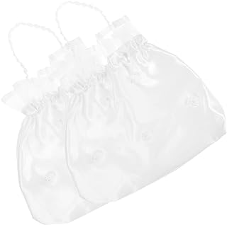 EXCEART Wedding Bags 2pcs Satin Bridal Wedding Money Bag Bag Bridal Showers Handbag White Bridesmaid Dance Purse for Favor