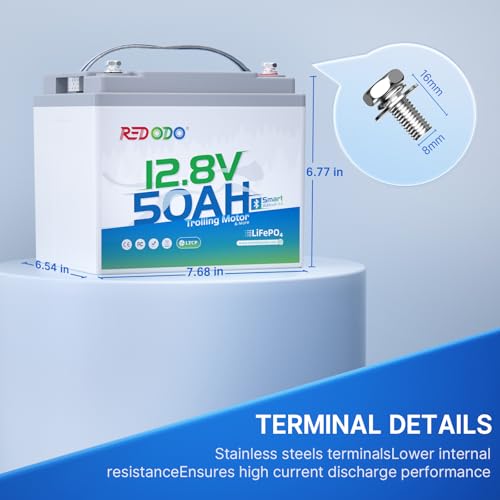 Image of Redodo 12V 50Ah LiFePO4 Deep Cycle Battery for Marine, RVs 2 Pack