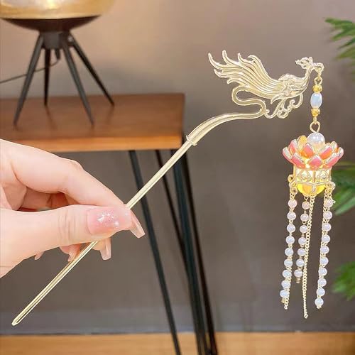 Lanterne lumineuse longue fleur accessoire cheveux pour chignon