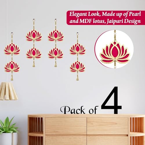 Kalakriti Lotus Artificial Garlands Shivratri | Navratri | Floral Wall Hanging for Temple Decoration | Lohri Pongal Pooja Room | Back Dropper Showpiece for Home Indian Diwali Decor Gift Item (Lotus2)