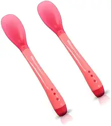 Kit Com Duas Colher Termo Sensível de Silicone para Bebê - Macia, Amiga da Gengiva - Não Machuca - Muda de Cor Quando Quente - BPA Free Duiera (Rosa)