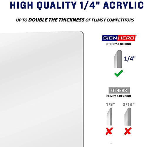 Signhero Sneeze Guard | Sturdy ¼” Acrylic Cashier Plexiglass Shield For Counter | Usa-Made, Fast Shipping, 30 Second Setup | Plexiglass Barrier For Counter, Reception, School, Office (Multiple Sizes) #TOP4