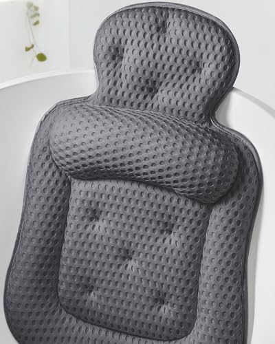 Bath Pillows for Tub, Skin Friendly Bathtub Cushion for Head and Neck with Soft 5D Mesh Fabric and 54 Non-Slip Suction Cups, Relaxing Tub and Shower Accessories Spa Gift (Dark Gray, Standard)