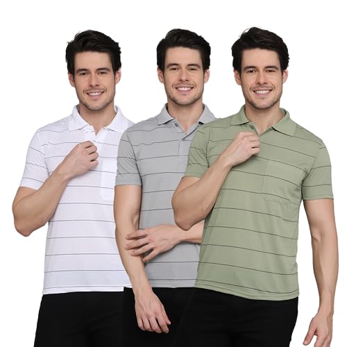 Image of INKKR Striped Polo Neck T-Shirt Dora Combo