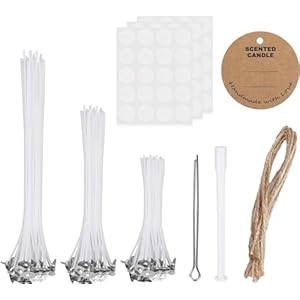 Candle Wicks, 60Pcs Candle Wicks for Making Candles(10cm, 15cm, 20cm), with Candle Wick Holders, Wick Holder Tubes, Low Smoke & Longer Burning Time for DIY Candles Crafts