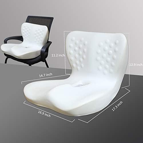 Amazon Brand - Umi Seat Cushion with Lumbar Support Pillow for Office Chair Back Coccyx Tailbone Pain Relief - Memory Foam Back Cushion