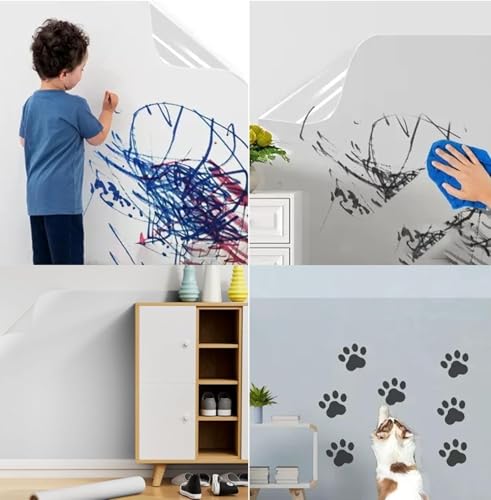 Image of HOME13 Self Adheisve Transparent Oil Proof Removable Wallpaper Glossy Vinyl Protctive Film Waterproof Sticker Paper for Kitchen Backsplash Furniture Wall Sticker (20 inch by 52 inch Inch)