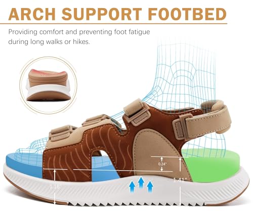 Image of ONCAI Women's Walking Sandals with Arch Support Hiking Athletic Sandals Woman Outdoor Cushion Footbed Water Summer Thick Rubber Soles Sandalias Mujer Size 6-12