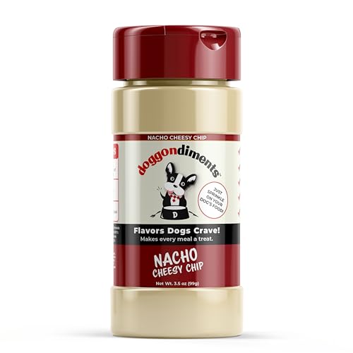 Doggondiments Nacho Cheesy Chip Dog Food Topper, Fun People Food Flavors, Powder, Small & Large Breeds, Made in USA