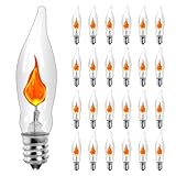 Hobbynors 25-Pack Flickering Flame Light Bulbs, E12 Candelabra Base for Halloween & Christmas Decor, C18 Spooky Flame Effect for Porch Lights, Lanterns, Chandeliers & Themed Parties