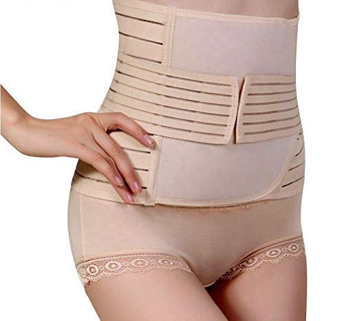 PLOVO 3 in 1 Postpartum Support - Recovery Belly/waist/pelvis Belt Shapewear Slimming Girdle, Beige, One Size