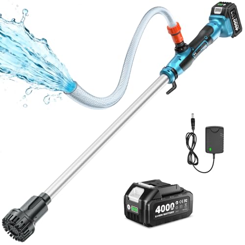SEESII Cordless Stick Water Transfer Pump, with 4000mAh 21V Battery & Charger, 720GPH, 32FT Head, Handheld Portable Utility Sump Pump Kit with 3/4' Outlet for Pool/Garden/Pond/RV/Boat Draining