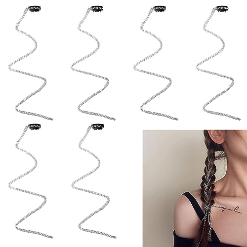 Neikafan 6 Cadena Pelo Mujer Plata Pinzas para El Cabello con Borlas Trenzas Pinza Cadenas para...