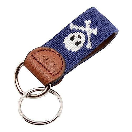 Image of Leather Hand-Stitched Needlepoint Key Fob or Key Chain