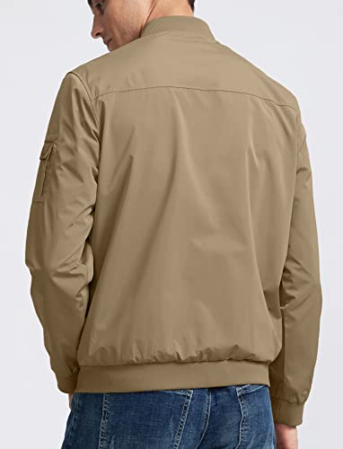 Pudolla Men's Bomber Jackets With 5 Pockets Lightweight Windbreaker Jackets For Men Outwear Casual Jacket Coat For Golf(Deep Khaki Xl) #TOP1