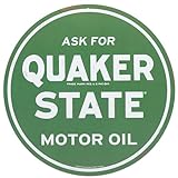 Quaker State Motor Oil Round Metal Sign - Vintage Quaker State Wall Decor for Man Cave, Garage or Shop