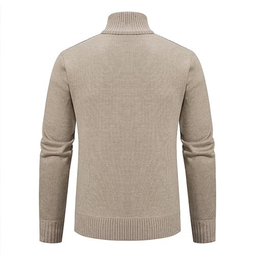 Men's Spring Winter Ribbed Stand Collar Cardigan Long Sleeve Full Zip Sweaters Casual Slim Pocket Sweater Outwear3