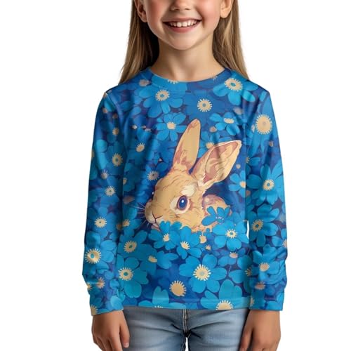 Image of Girls Cartoon Print Long Sleeve Graphic Tee Casual Crew Neck T-Shirts for 3-16 Years Little Girls