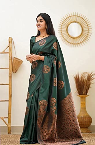 Image of StyleScope Women's Kanjivaram Banarasi Jacquard Silk Saree With Unstitched Blouse Piece (Silk Mix)