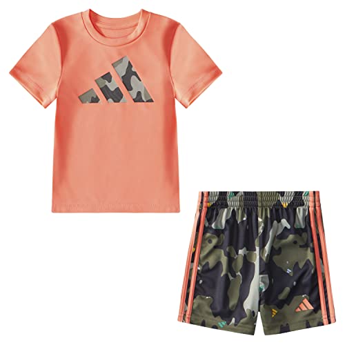 Image of adidas baby-boys Poly Tee Aop 3s Short Set(infant)