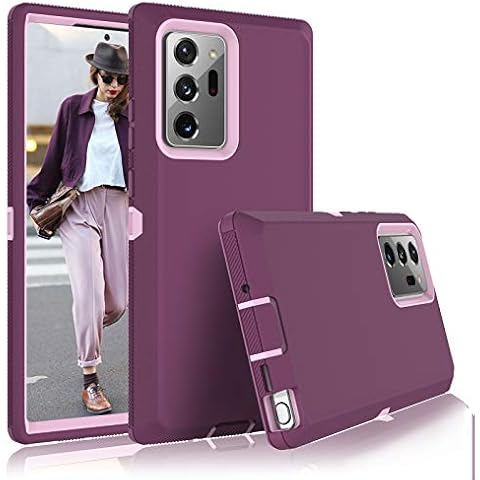 Tiflook Galaxy Note 20 Case, Samsung Note 20 Case, Heavy Duty Shockproof Armor Rugged Rubber Bumper Hard Plastic Cover Dual Layer Hybrid Protective Phone Case for Samsung Galaxy Note 20,Pink-Purple Cover