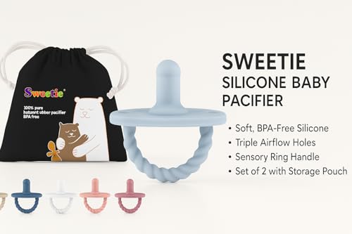 Image of Sweetie Pacifier Soother Baby Silicone Baby Pacifier Soft Silicone Certified BPA Free Set of 2 (Light Brown-Yellow)