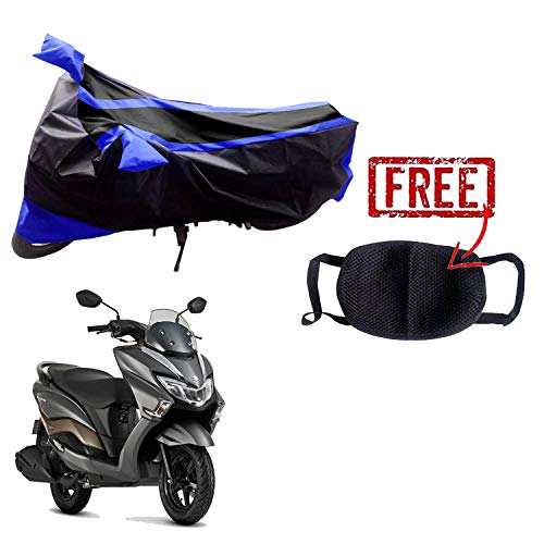Image of Kandid Blue & Black Bike Cover with Pollution Mask for Suzuki Burgman Street
