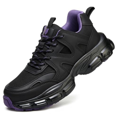 Image of Hogent Steel Toe Shoes for Men Women, Wide & Non-Slip Work Shoes
