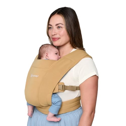 Image of Ergobaby Embrace Baby Carrier Newborn to Toddler - Lightweight Ergonomic Baby Carriers - Cozy Essentials (7-25 Pounds), Ponte Knit, Camel