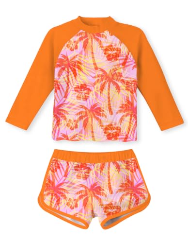 Image of Vogseek Girls Rash Guard Two Pieces Swimsuit Long Sleeve Bathing Suit for 3-10 Years