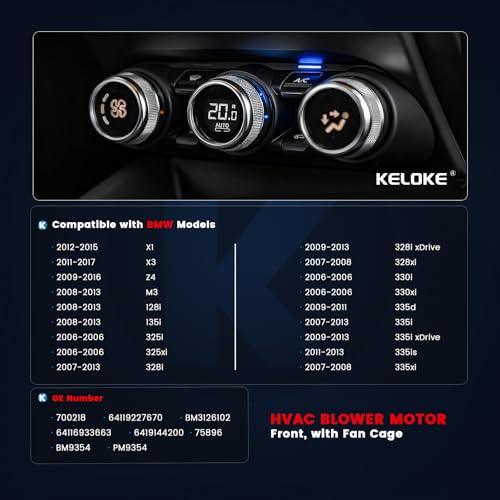 Image of KELOKE Front HVAC Heater Blower Motor Fan Compatible with 2006-2017 BMW 128i 135i 325xi 328i 328i xDrive 328xi 330i 330xi 335d 335i 335i 335i xDrive 335is M3 X1 X3 Z4, Replace# 700218 64119227670